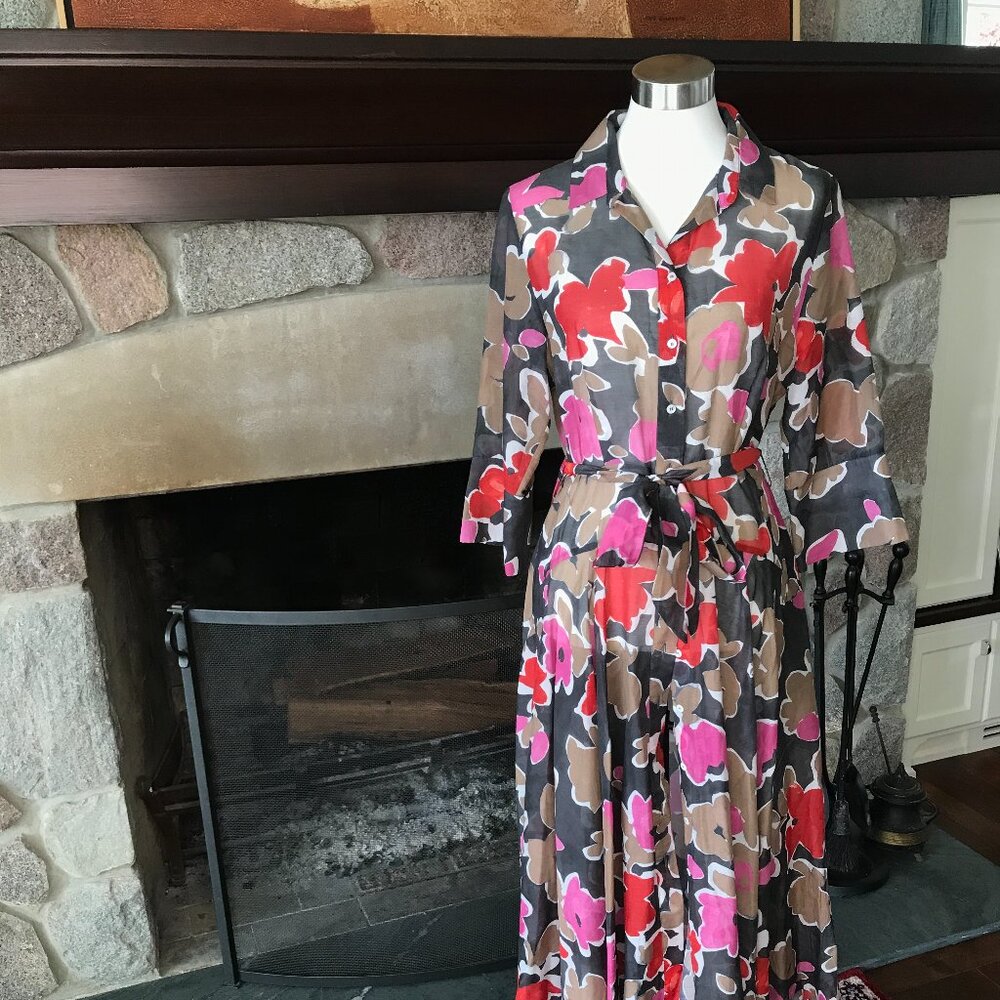 'Rosso35' Patterned Button Down Midi Dress - Size… - image 3